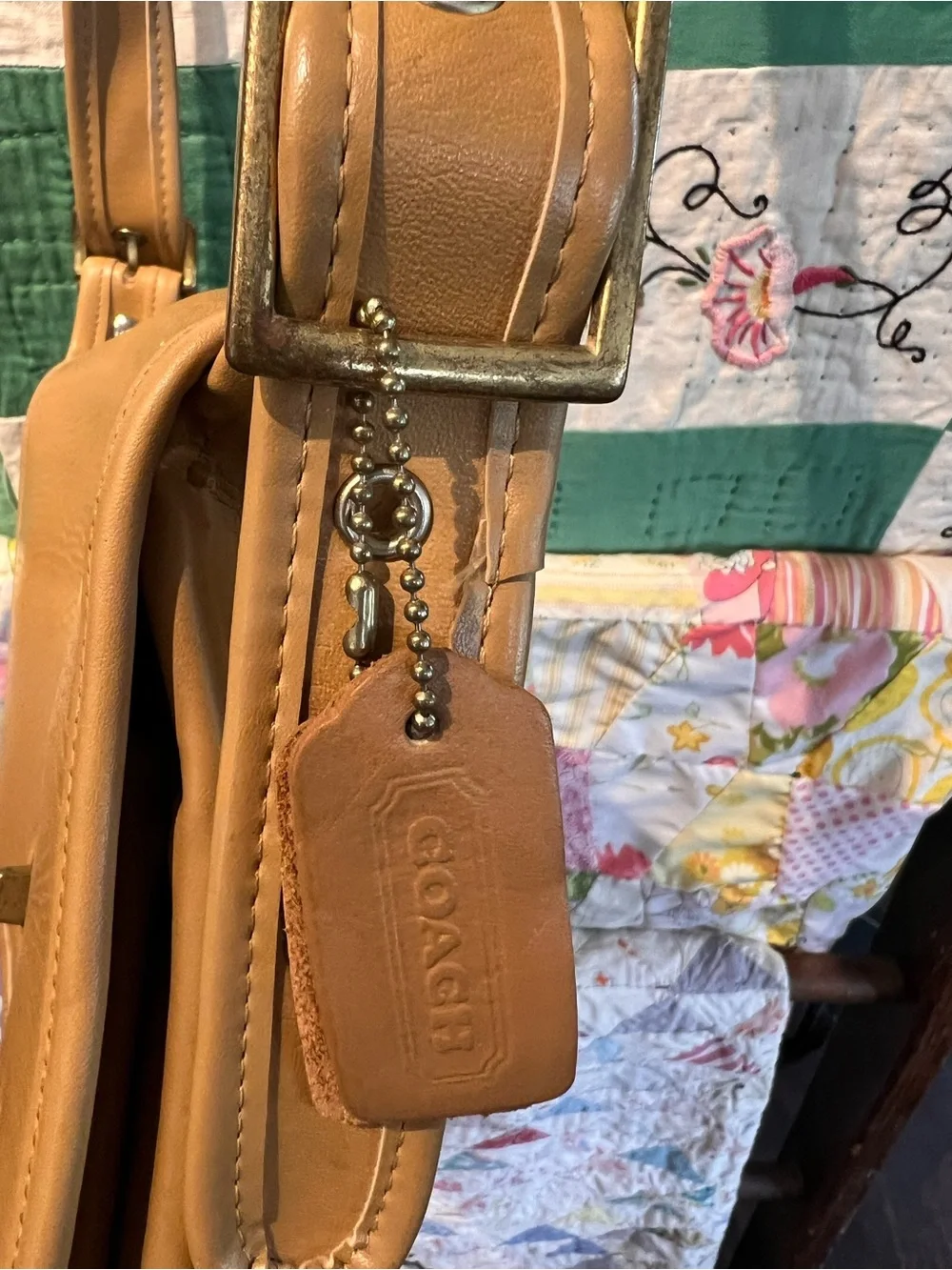 Vintage Coach Tan Leather Crossbody Bag